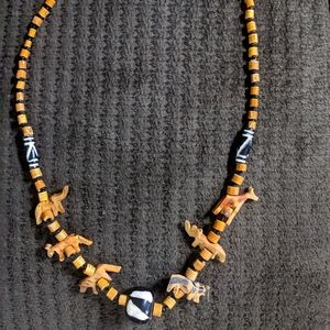 Hand Carved Wooden Animal Necklace From Africa